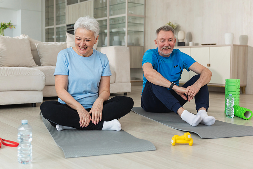 Fitness workout training. Senior adult mature healthy